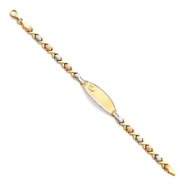 14K 3C Light Stampato ID Bracelet for Junior