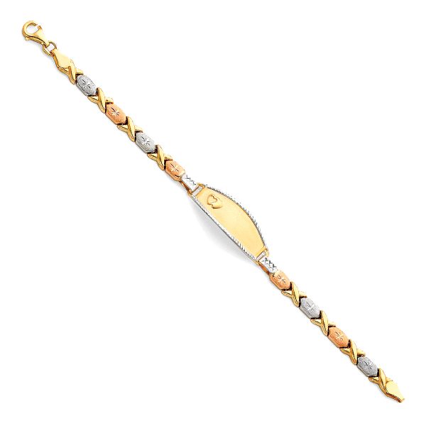 14K 3C Light Stampato ID Bracelet for Junior