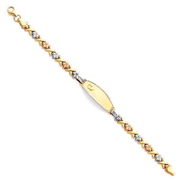 14K 3C Light Stampato ID Bracelet for Junior