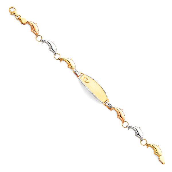 14K 3C Light Stampato ID Bracelet for Junior