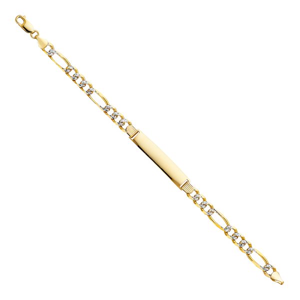 14K Figaro 3+1 180 WP ID Bracelet