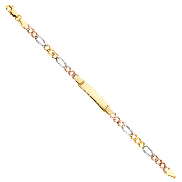 14K 3C Figaro 3+1 100 Baby ID Bracelet