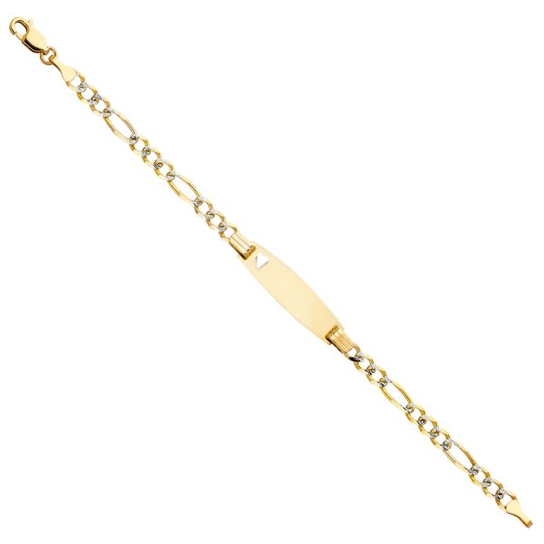 14K Figaro 3+1 100 WP Oval Baby ID Bracelet