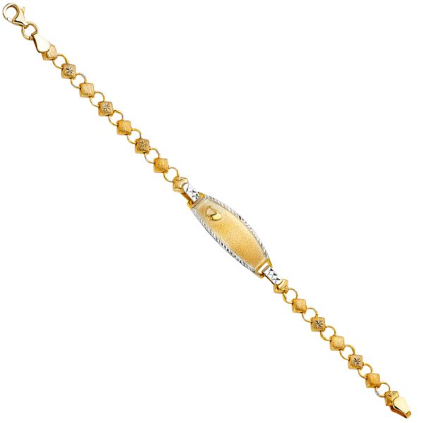 14K 2T Stampato Oval Baby ID Bracelet