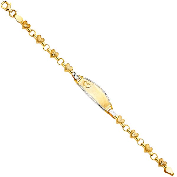 14K 2T Stampato Oval Baby ID Bracelet