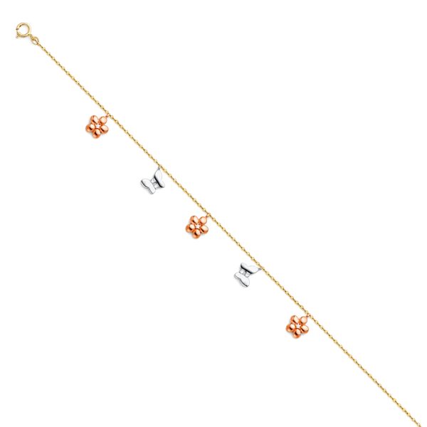 14K 3C Hanging Charm Bracelet & Anklet