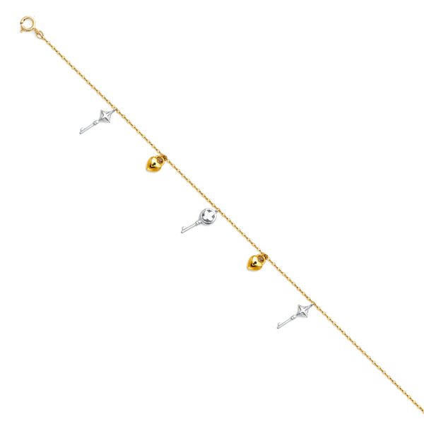 14K 2T Hanging Charm Bracelet & Anklet