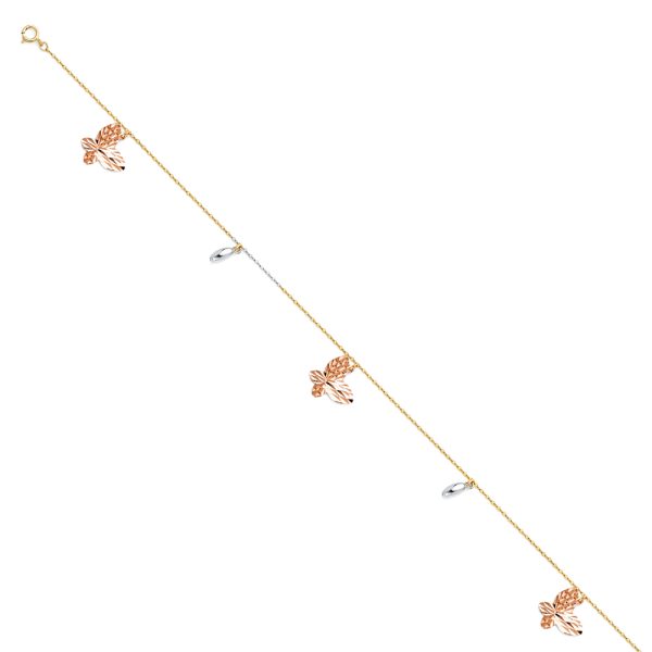 14K 3C Hanging Charm Anklet