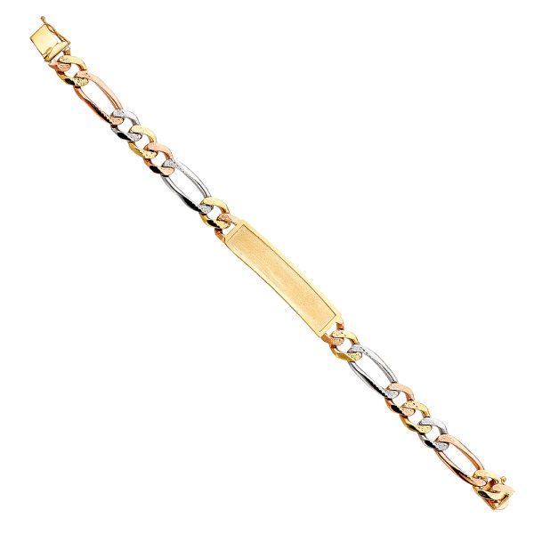 14K 3C DC Figaro Frame ID Bracelet