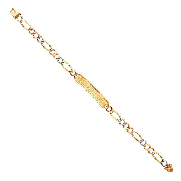 14K 3C DC Figaro Frame ID Bracelet