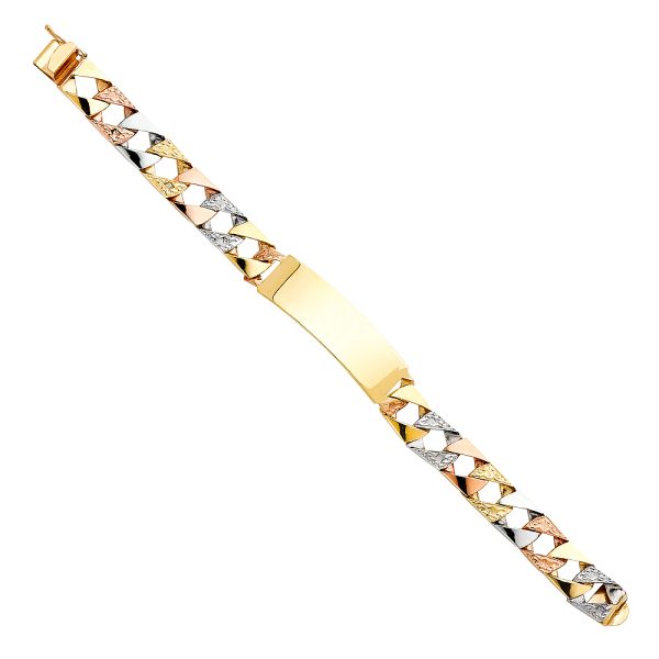 14K 3C Nugget Cuban ID Bracelet