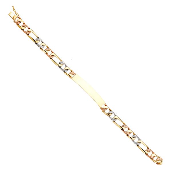 14K 3C Nugget Figaro ID Bracelet