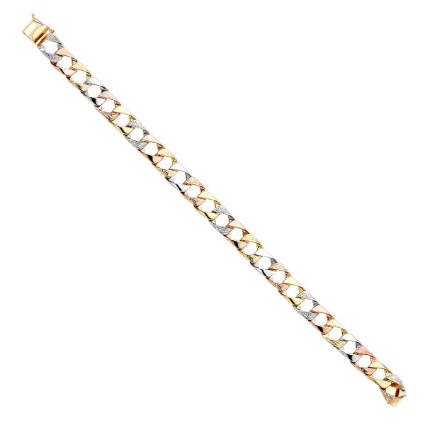 14K 3C Fancy Cuban Link Bracelet