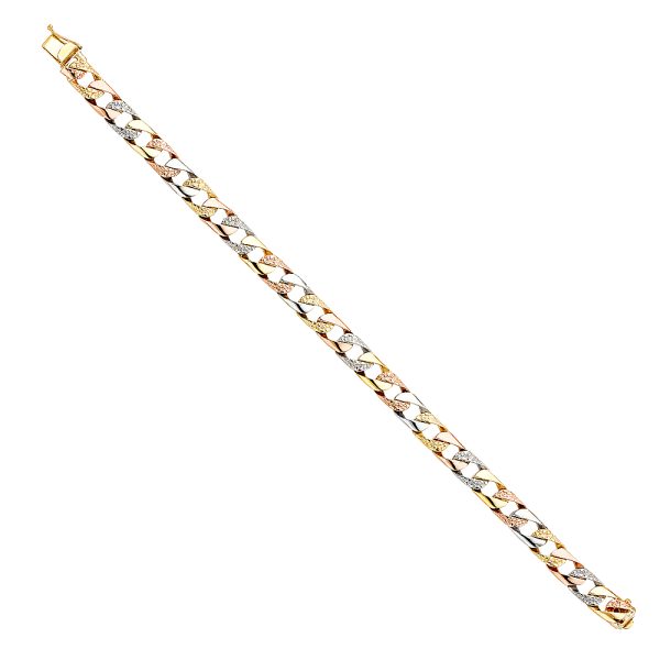 14K 3C Nugget Cuban Link Bracelet