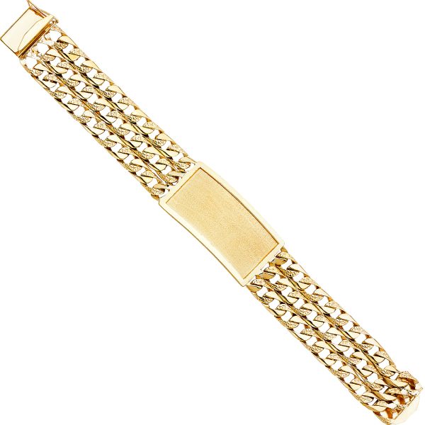 14KY 3L Nugget Cuban Link Frame ID Bracelet