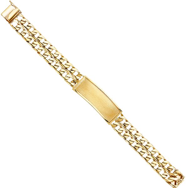 14KY 2L Cuban Link Frame ID Bracelet