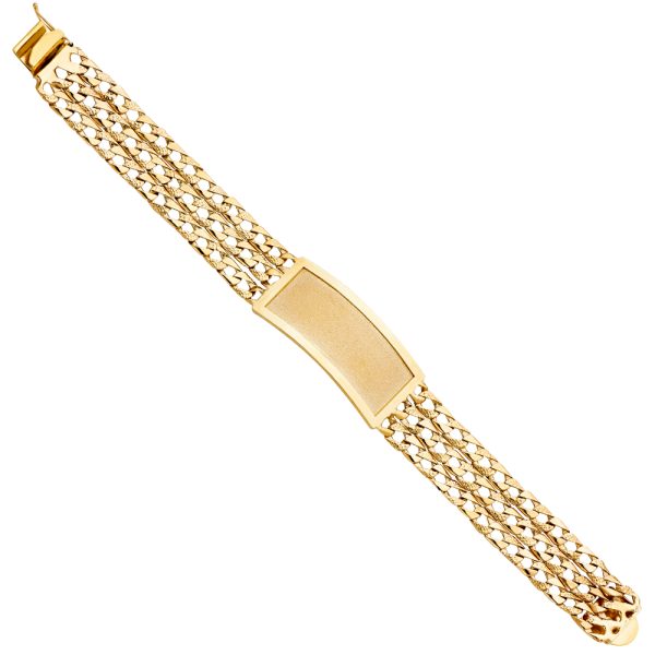 14KY 3L Light Nugget Cuban Link Frame ID Bracelet