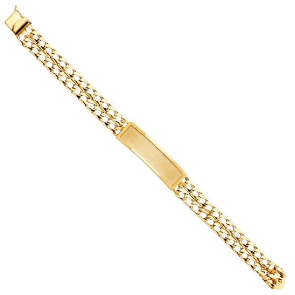 14KY 2L Light Cuban Link Frame ID Bracelet