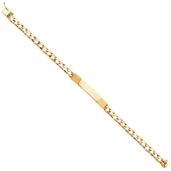 14KY Light Nugget Cuban Link ID Bracelet