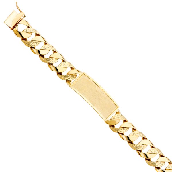 14KY Nugget Cuban Link Frame ID Bracelet