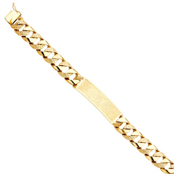 14KY Nugget Cuban Link Frame ID Bracelet