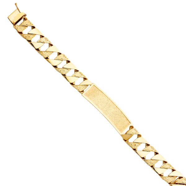 14KY Nugget Cuban Link Frame ID Bracelet