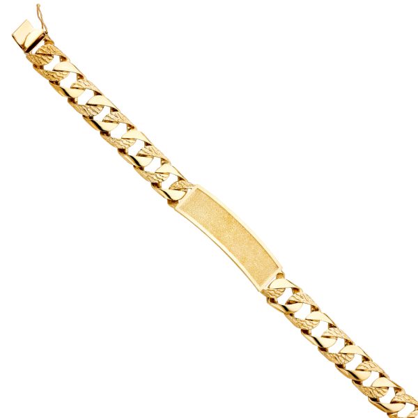 14KY Nugget Cuban Link Frame ID Bracelet