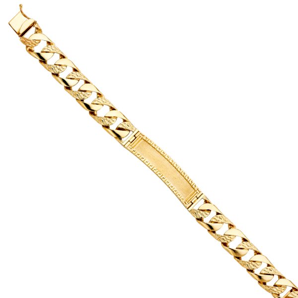 14KY Nugget Cuban Link F GRK ID Bracelet