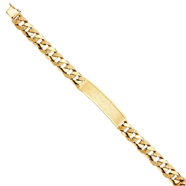 14KY Nugget Cuban Link Frame ID Bracelet