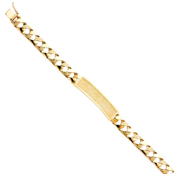 14KY Nugget Cuban Link Frame ID Bracelet