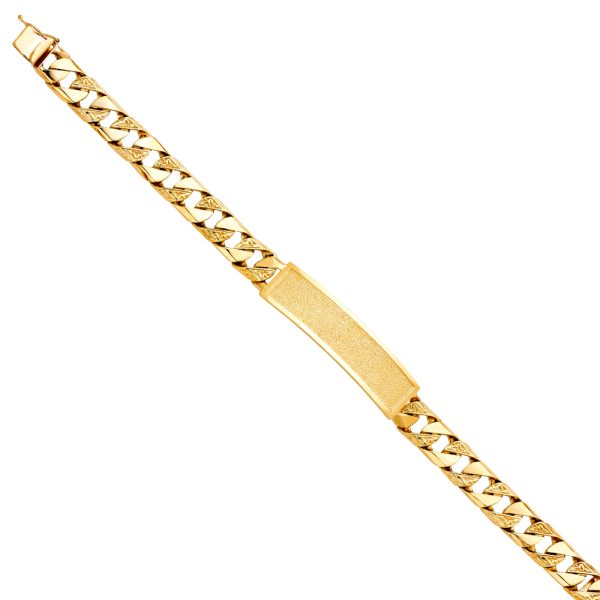 14KY Nugget Cuban Link Frame ID Bracelet