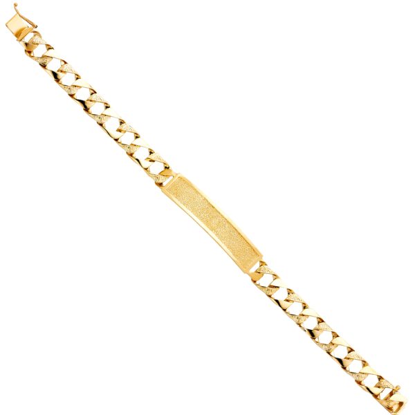 14KY Nugget Cuban Link Frame ID Bracelet