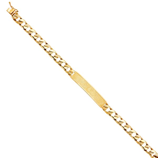 14KY Nugget Cuban Link Frame ID Bracelet