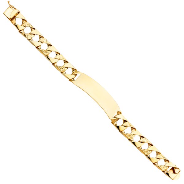 14KY Nugget Cuban Link ID Bracelet