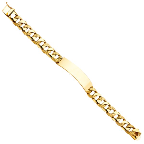 14KY Nugget Cuban Link ID Bracelet