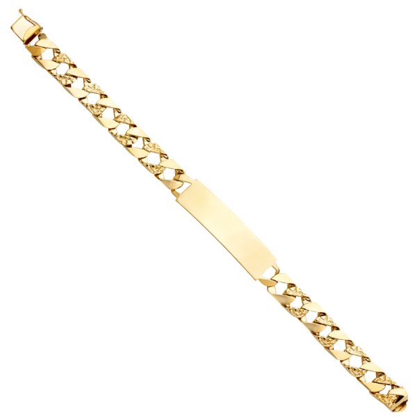 14KY Nugget Cuban Link ID Bracelet