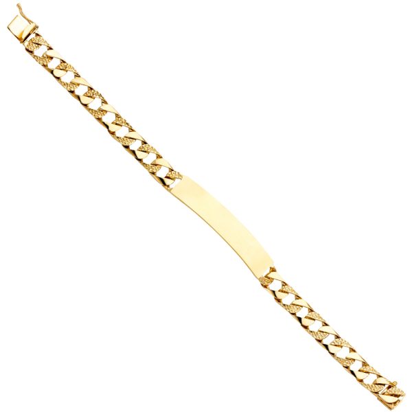 14KY Nugget Cuban Link ID Bracelet