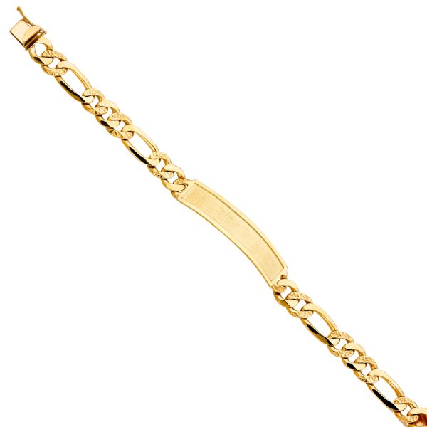 14KY Nugget Figaro Link Frame ID Bracelet