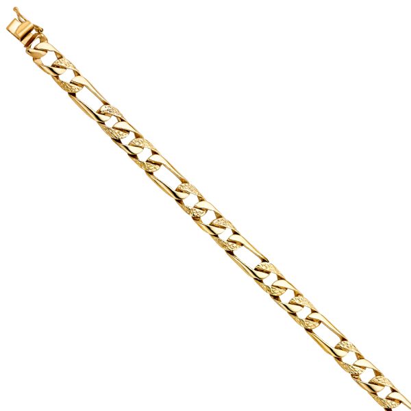 14KY Nugget Figaro Link Bracelet