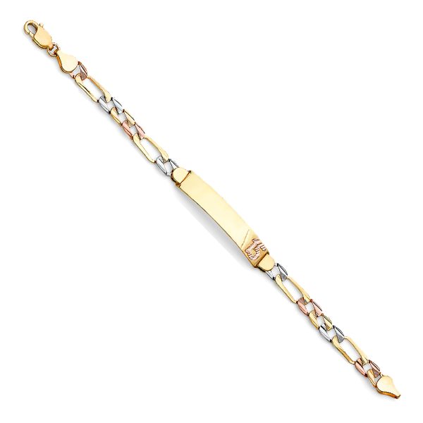 14K 3C DC Figaro Link 15 Years ID Bracelet