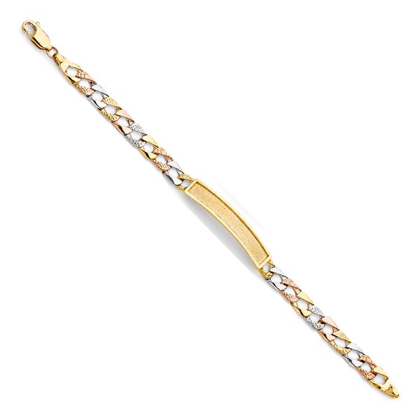 14K 3C Light Nugget Figaro Link F Baby ID Bracelet