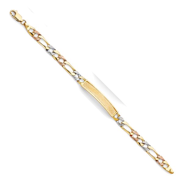 14K 3C Light Nugget Cuban Link F Baby ID Bracelet