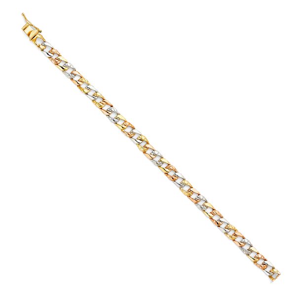 14K 3C Stamp Nugget Cuban Link Bracelet