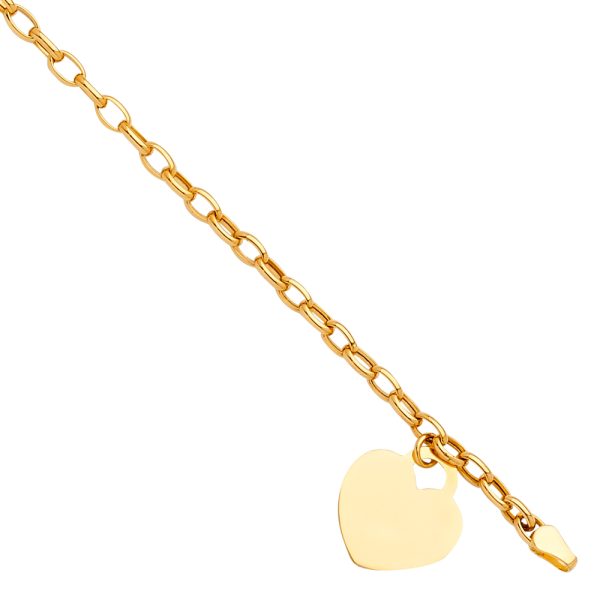 14KY Heart Pendant Hollow Bracelet