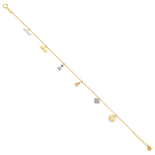 14K 2T Dangling CZ Light Bracelet