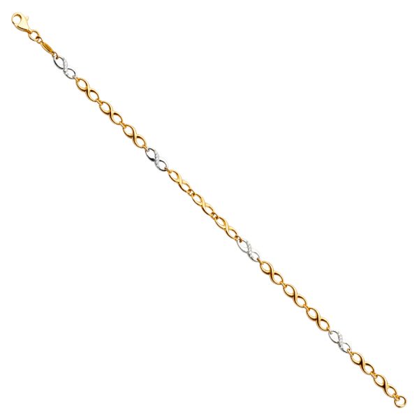 14K 2T CZ Infiniti Bracelet