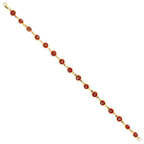 14KY Red Evil Eye Bracelet