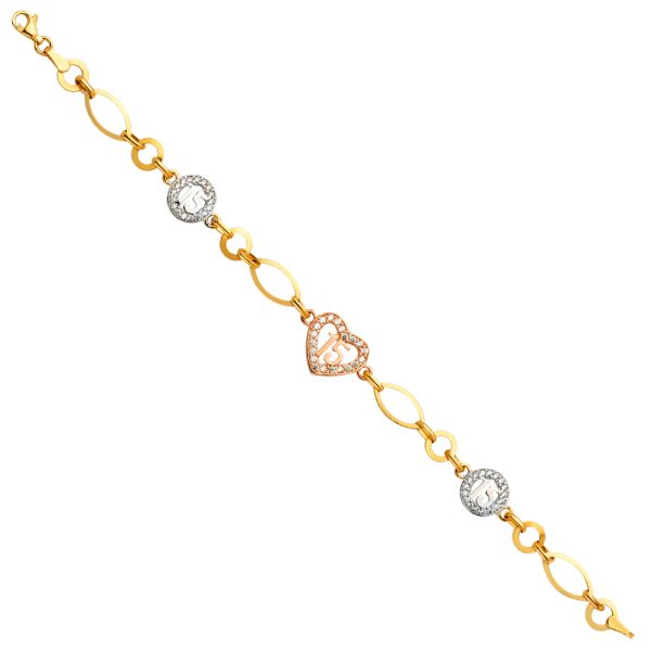 14K 3C 15 Years CZ Bracelet