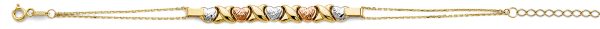 14K 3C Center Stampato Heart Bracelet