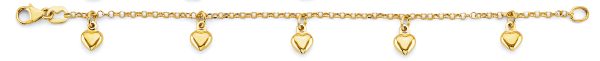 14KY Heart Charm Baby Bracelet